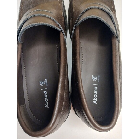 Abound Sz 12 Ortholite Eco Insole Brown Soft Faux Leather Comfort Penny Loafer - Picture 9 of 13